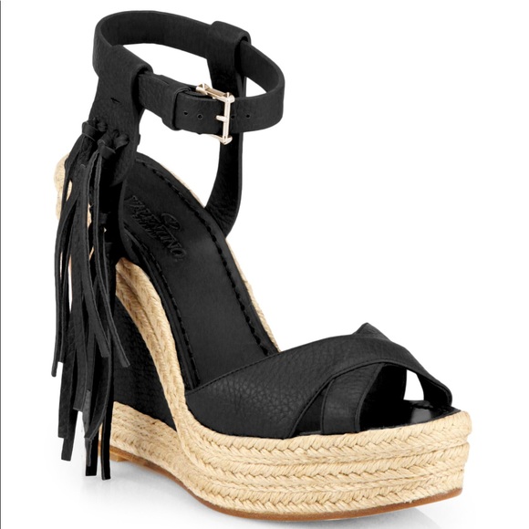 Valentino Shoes - Valentino C Rockee Fringe Leather Espadrille